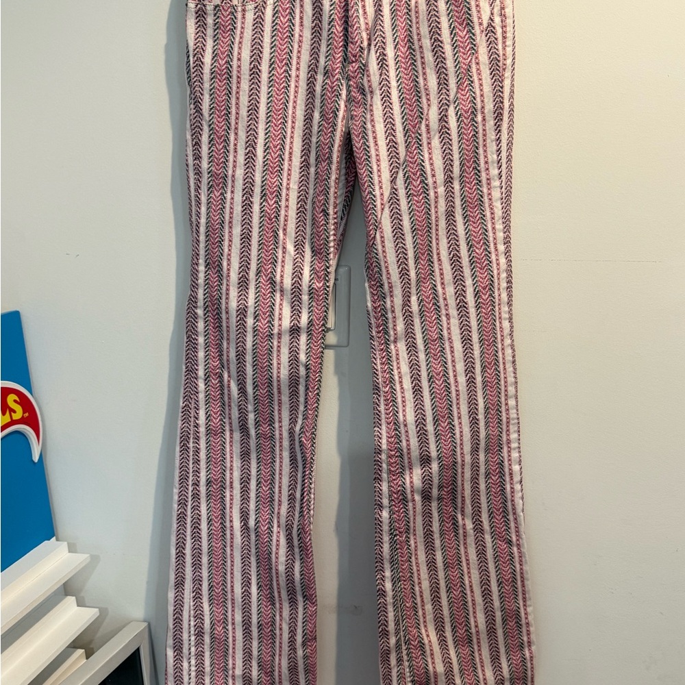 Isabel Marant Etoile Cooper Low Rise Ankle Pink Stripe Jeans size 40